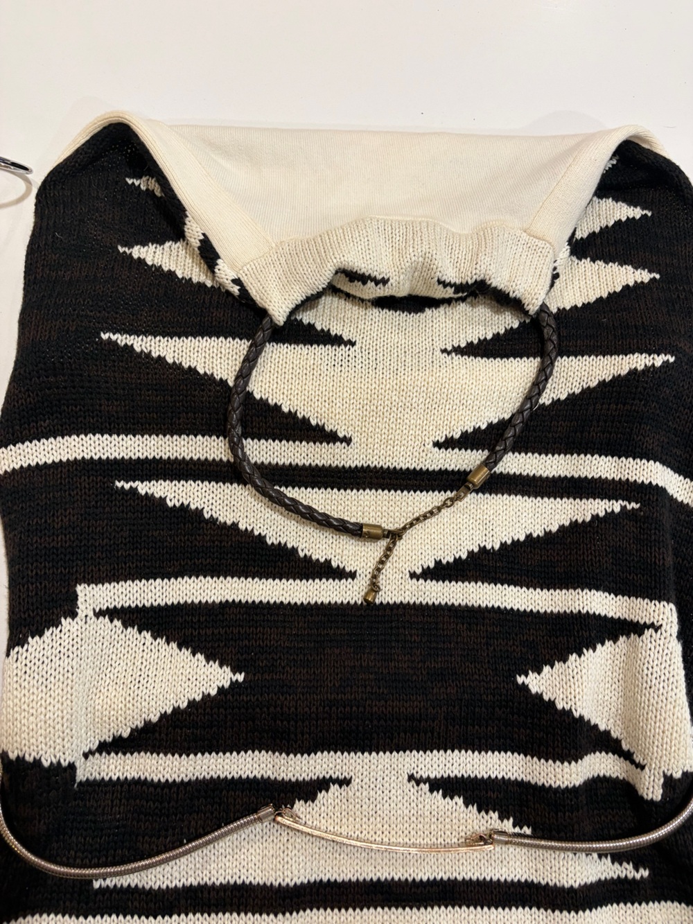 Ralph Lauren Black and Cream Strapless Geometric Knit Dress M - Picture 3 of 7